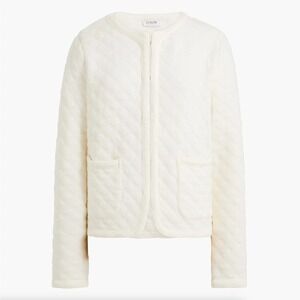 J. Crew Factory Quilted Jacket 3X Ivory Quilted Hook & Eye Closure NWT Lady Prep